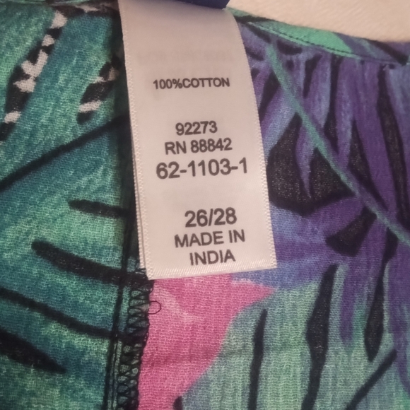 Swimsuits For All Jewelled Neckline Botanical Print Cotton Caftan Cover Up 26/28 - Picture 9 of 9